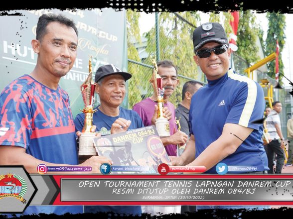 Danrem 084/BJ, Tutup open Tournament Tennis Lapangan Danrem Cup dalam rangka HUT TNI Ke 77 Ta. 2022