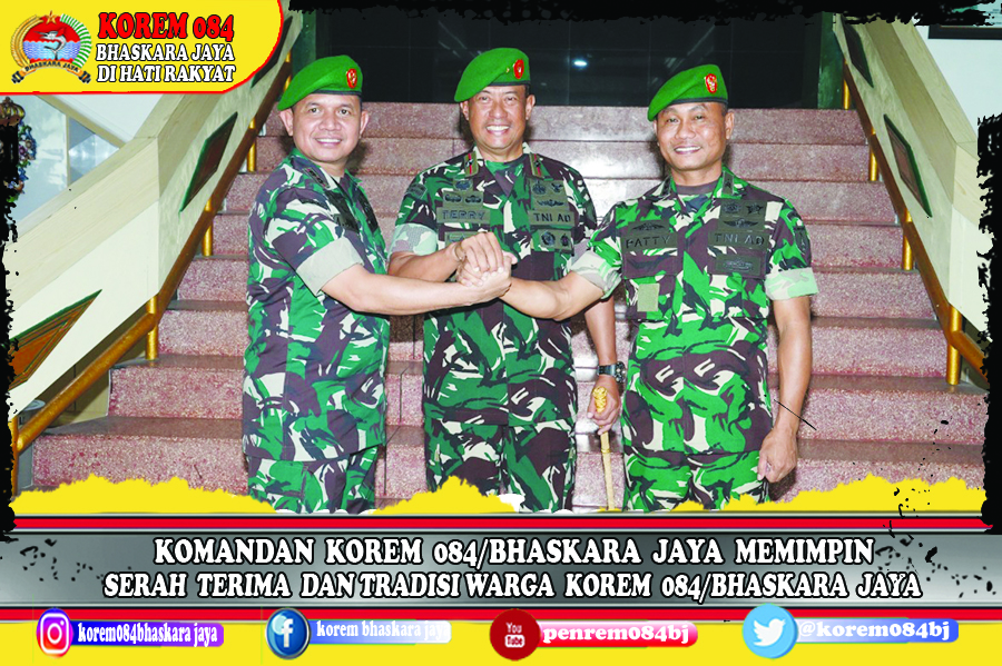 Danrem 084/BJ Pimpin Serah Terima Jabatan Kasiter dan Dandim 0832/Surabaya Selatan
