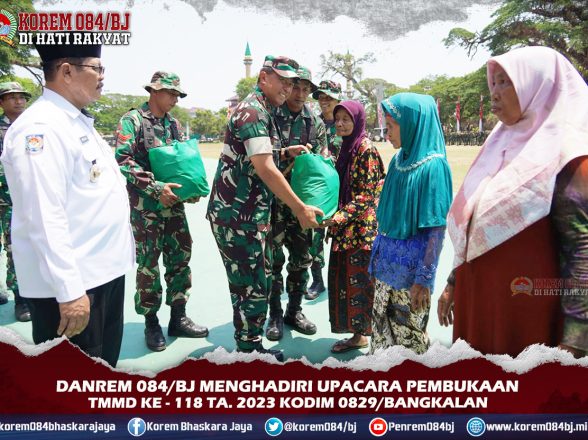 Upacara Pembukaan TNI Manunggal Membangun Desa (TMMD) Ke-118 di Kabupaten Bangkalan dihadiri oleh Danrem 084/BJ