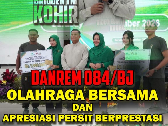 Olahraga Bersama di Lapangan Makorem dan apresiasi bagi Persit berprestasi oleh Danrem